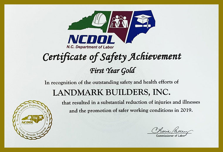 Landmark Receives Safety Award